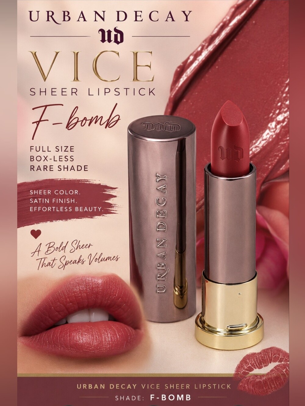Urban Decay Vice Lipstick Full Size Sheer F-Bomb